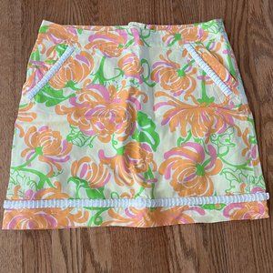 Lilly Pulitzer Floral Yellow, Orange, Pink, and Green Skirt